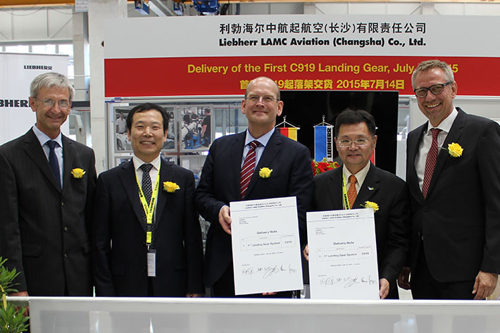 Liebherr-Aerospace and its Joint Venture Liebherr LAMC Aviation (Changsha) Deliver First Landing Gear for the COMAC C919