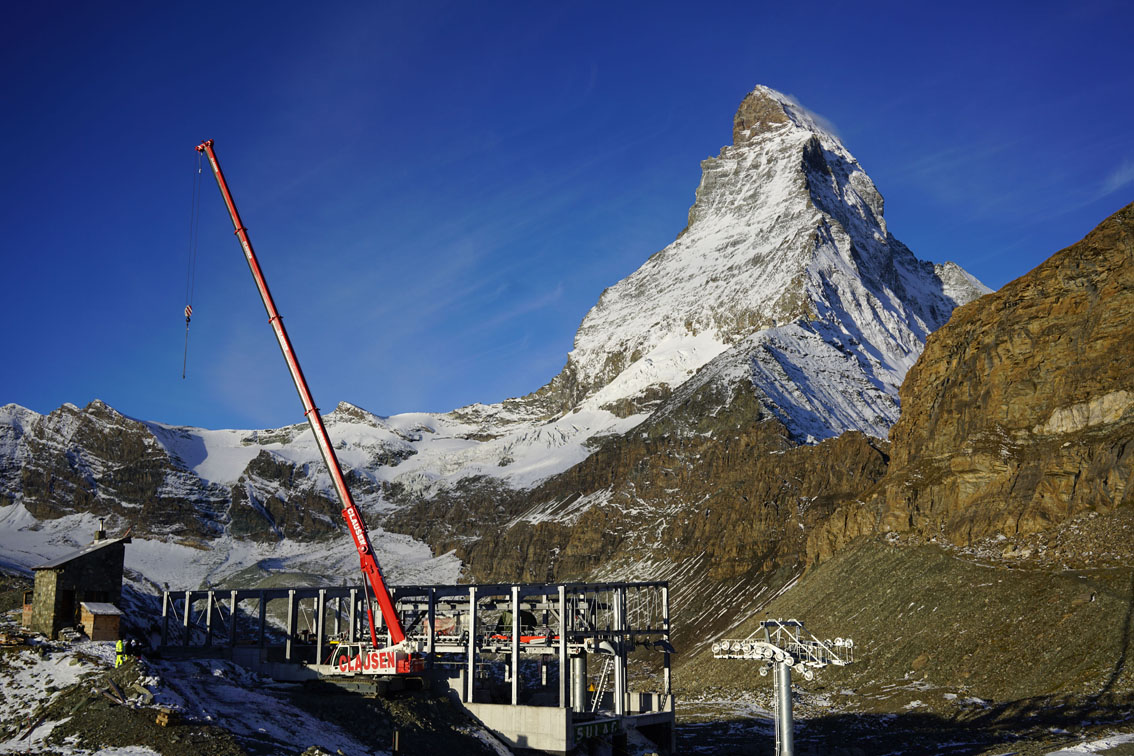 Zermatt Mark II: Liebherr LTR 1060 Crawler Crane from Clausen completes mountain tour at an altitude of around 2,900 metre