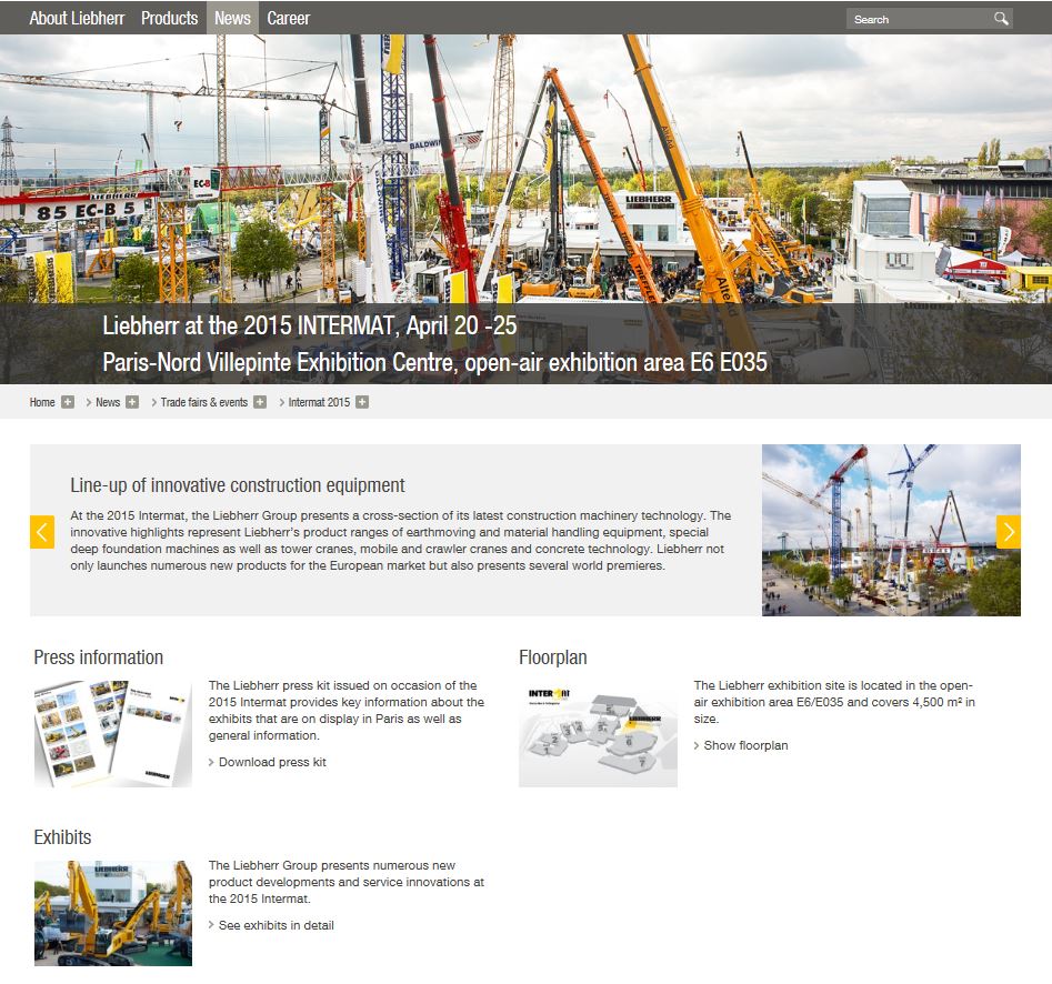 Liebherr launches Intermat Event Page