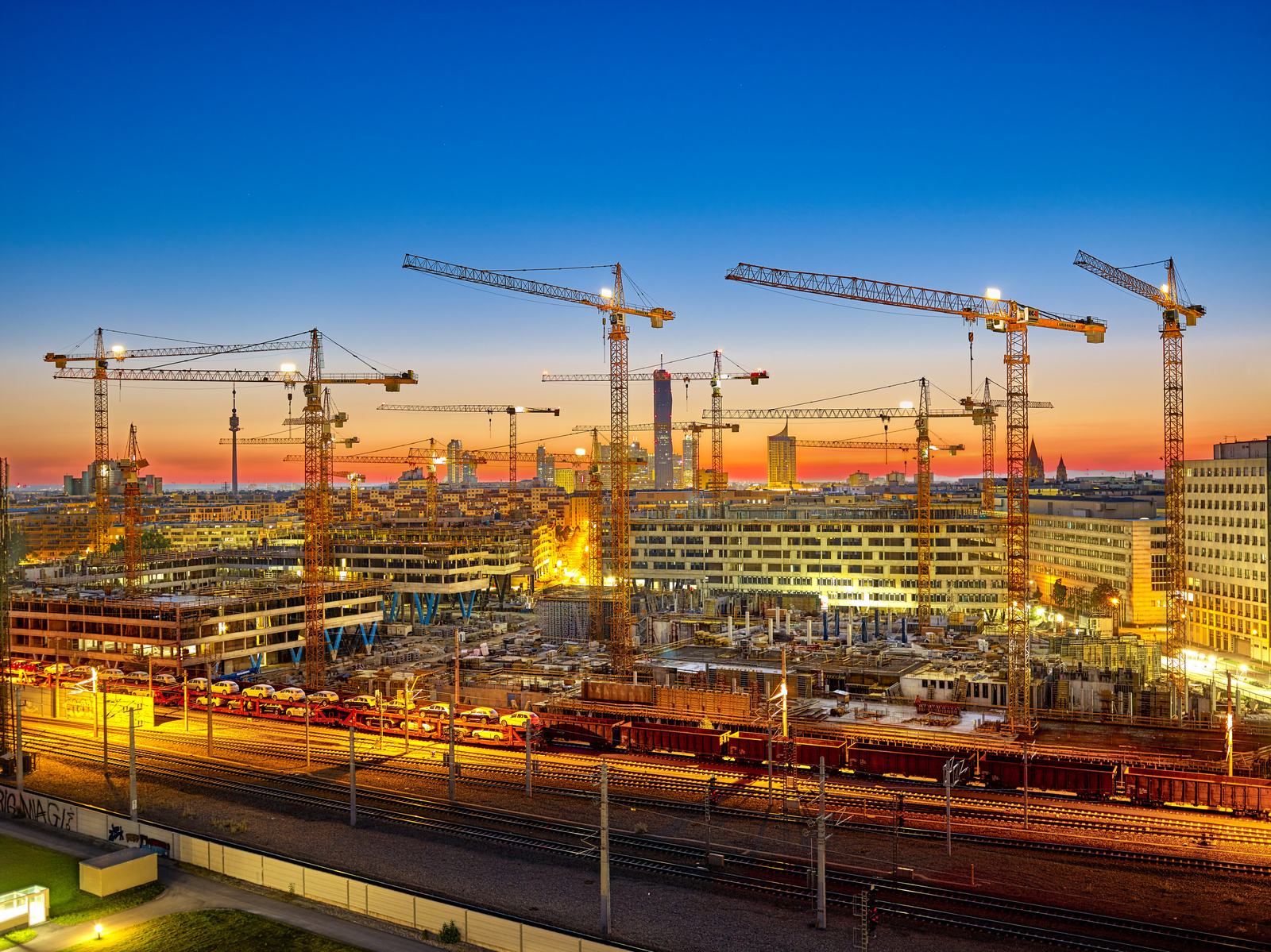 Fascinating crane backdrop in Vienna