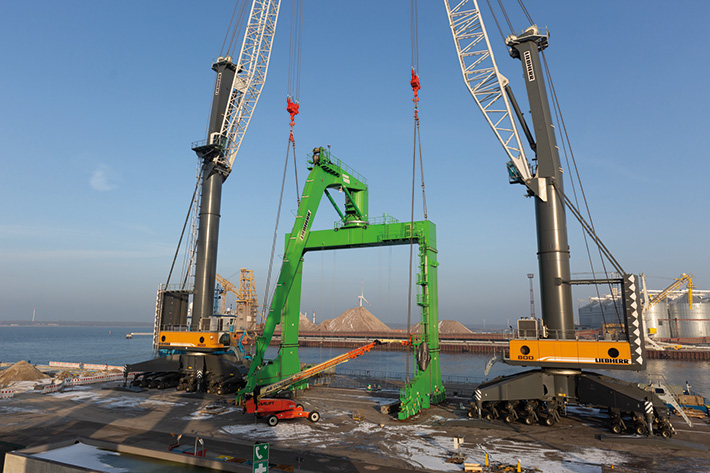 Liebherr special design ship crane for world's largest cutter dredger leaves factory in Rostock/Germany