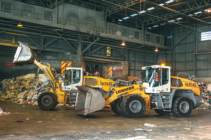 Liebherr featuring powerful wheel loader and high-precision wheeled excavator at Waste Expo 2019 in Las Vegas
