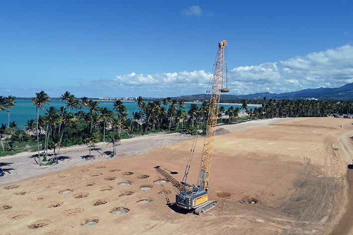 Densification, Inc. chooses Liebherr HS 8100 duty cycle crawler crane for luxury oceanfront residential project in Puerto Rico