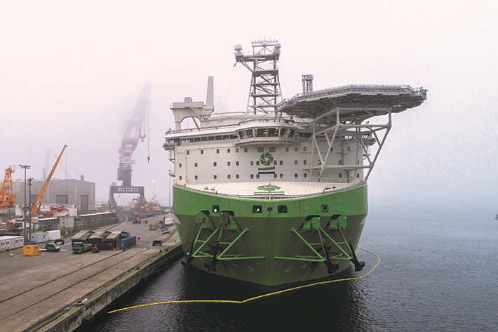 DEME’s Orion arrives at Liebherr factory in Rostock