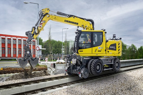 Liebherr shows rail-road excavator for track construction at