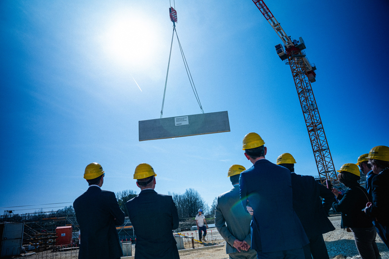 Laying of foundation stone for the new Liebherr-Aerospace production building at Campsas