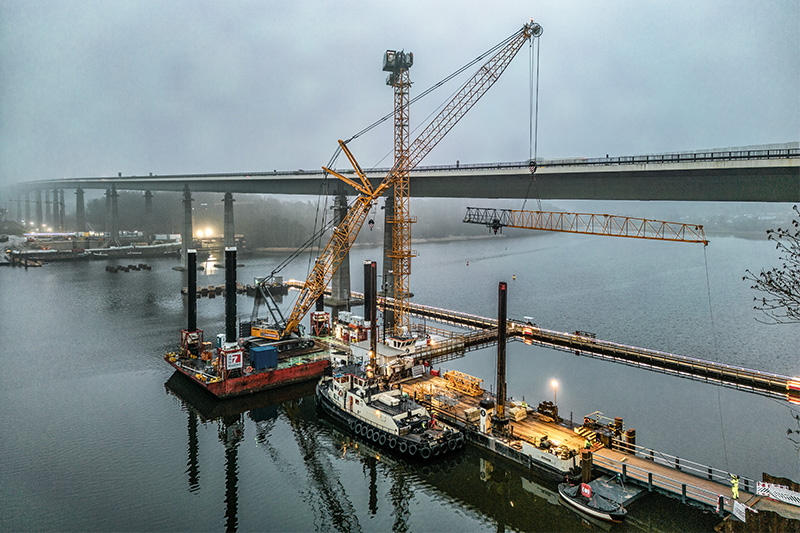 Le deuxième pont routier le plus long d’Allemagne est reconstruit avec 18 grues Liebherr