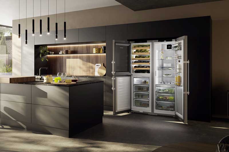 Liebherr awarded 2025 Red Dot Design award for new side-by-side refrigerator-freezer with an integrated wine compartment