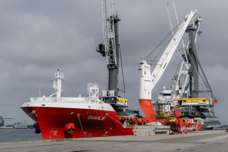 Eight Liebherr heavy-lift ship cranes equip the dship fleet