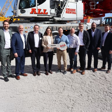 Liebherr delivers an LTM 1400-6.1 mobile crane to ALL Erection & Crane Rental Corp. at Conexpo 2026