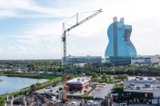 Liebherr 125 K at a construction site in Florida, Miami in front of the Hard Rock Guitar Hotel.