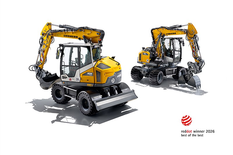 Liebherr wheeled excavators A 909 Compact and A 911 Compact Litronic receive "Red Dot: Best of the Best 2026" highest Red Dot Design Award honour