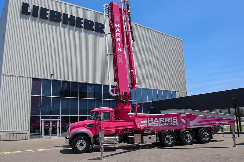 A tribute on wheels: Harris Concrete Pumps receives a custom Liebherr 42 XXT