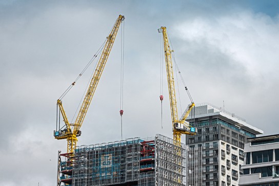 Liebherr cranes at work on the tallest residential building
