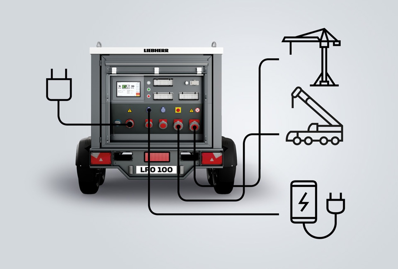 Portable power generator for flexible charging by Liebherr