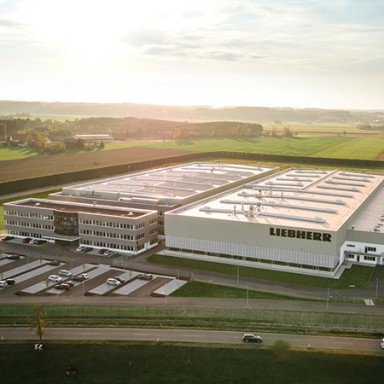 Aerial view of the Liebherr hydraulic cylinder plant in Oberopfingen