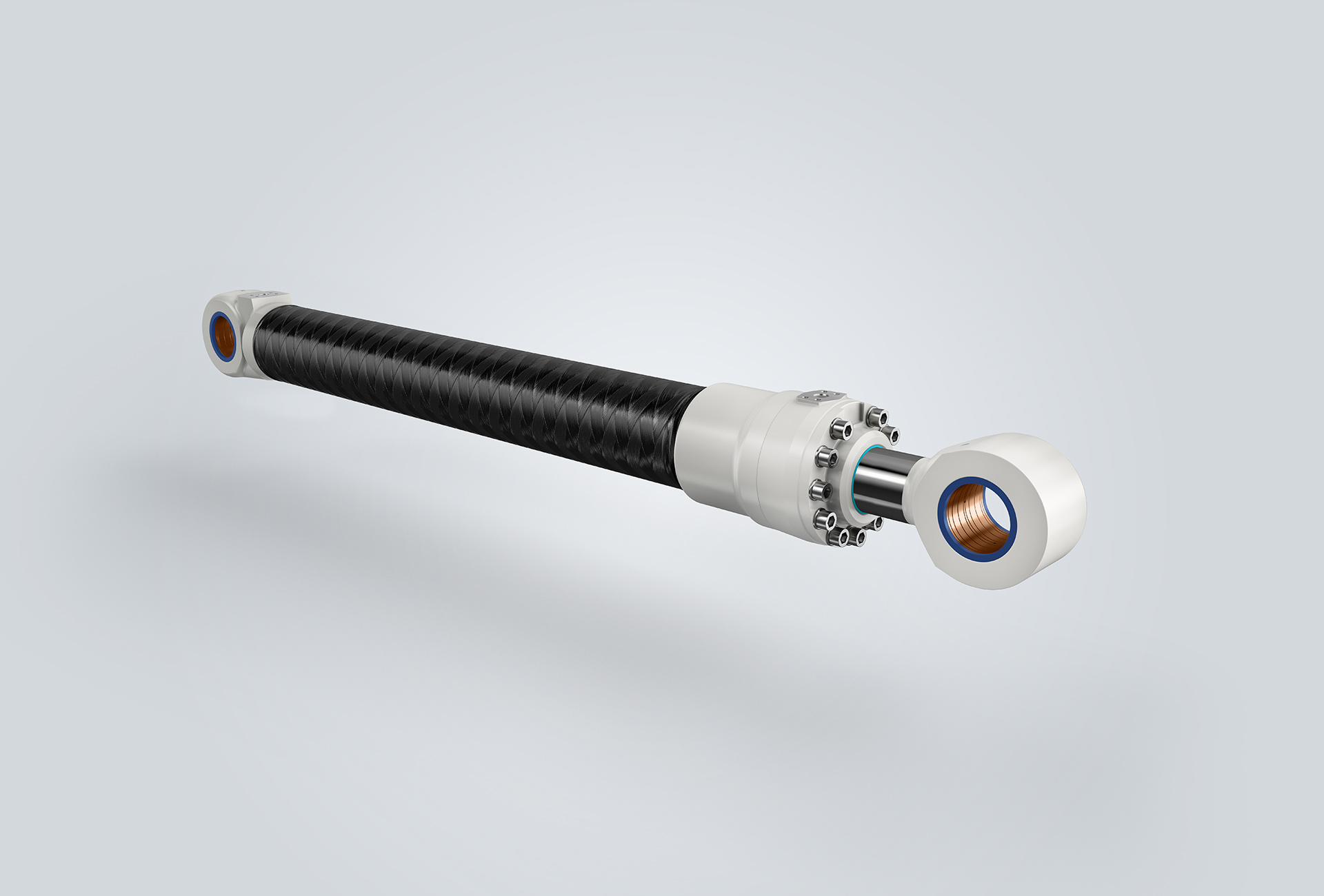 Liebherr carbon fibre wrapped cfrp hybrid hydraulic cylinder