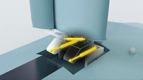 Ein Schwenkzylinder und ein Wippzylinder zur Mastaufrichtung und Segelanpassung von Liebherr