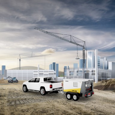 A truck with the liduro power port on a construction site
