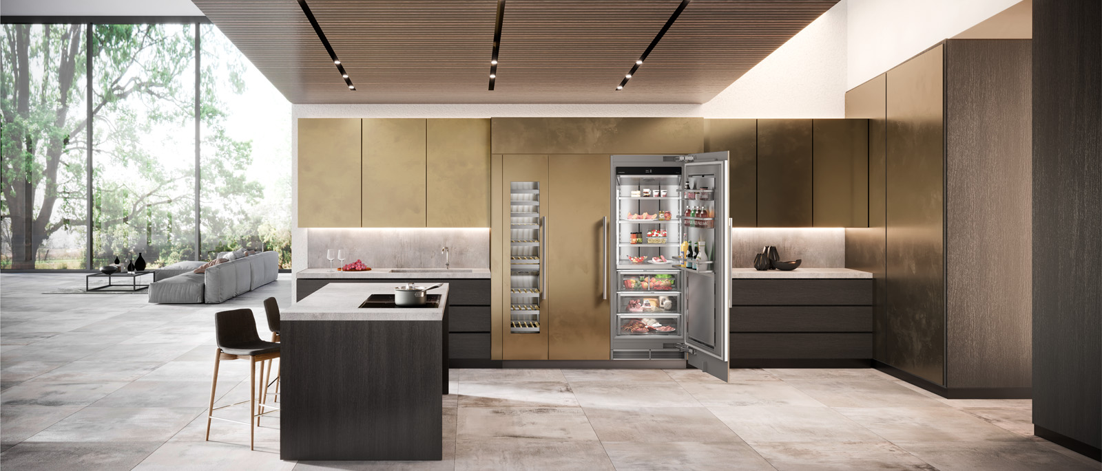 monolith fully integrated built in fridge refrigerator freezer wine cabinet EWT9175 EGN9271 EKB9471 gold doors liebherr