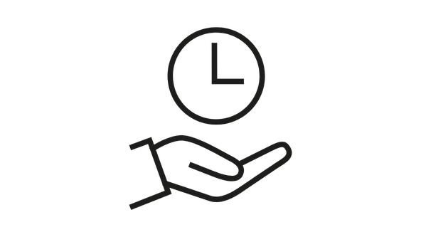 Promesse d’une fiabilité sans compromis Liebherr pictogramme fiabilité main et horloge