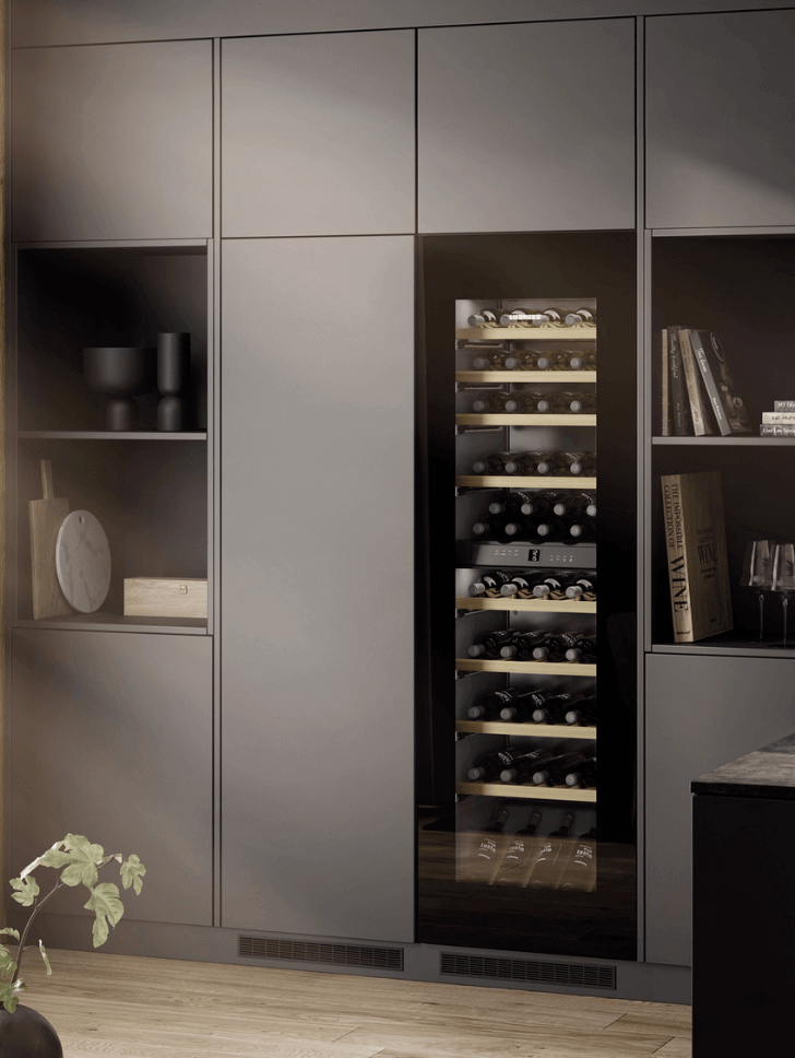 Closed door wine fridge