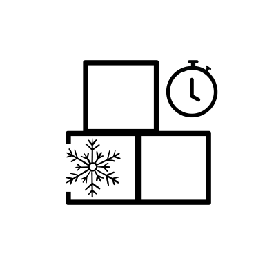 two full squares and a third square with a snowflake and the corner with a clock