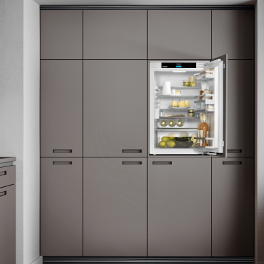 Integrated fridge with open door