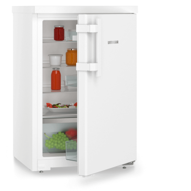 small white fridge with a partially open door