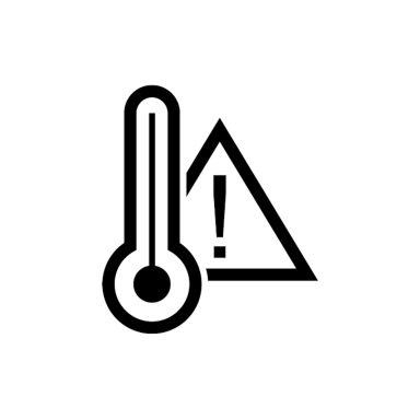 Thermometer with a triangle with an exclamation mark inside