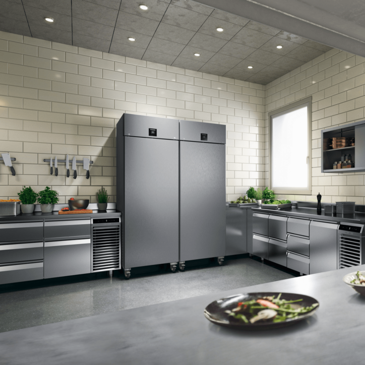 Close up of a fridge in a professional kitchen 