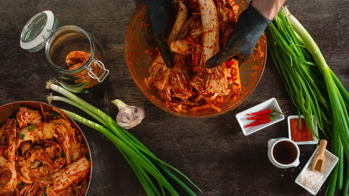 Kimchi Freshly made kimchi.