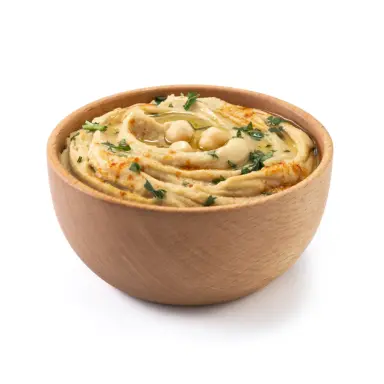 Hummus isoliert auf weißem Hintergrund.