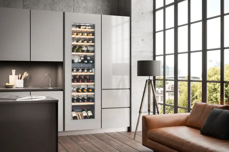 Liebherr EWTdf 3553 integrated two zone wine fridge in a kitchen tall unit