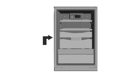 drawing of humidor with arrow pointing to outside left