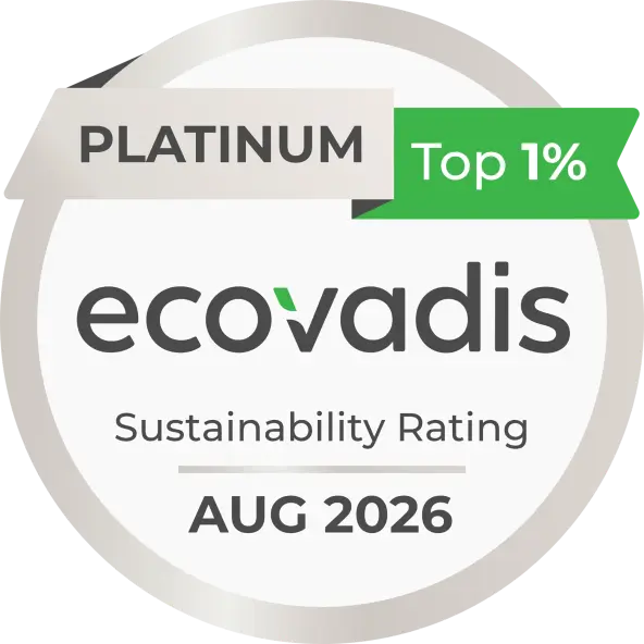 EcoVadis Platinum 2026 EcoVadis-Platinum-Auszeichnung 2026 mit Hinweis auf die Einstufung unter den besten 1 Prozent.