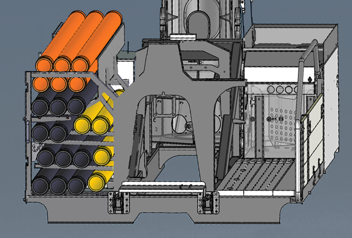 In total, the 24 XH truck mounted concrete pump with DN125 configuration can stow pipe and hose lines with a total length of up to 86 metres.