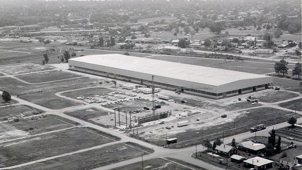 Liebherr America campus in Newport News, VA in 1972 Black and white image of th Liebherr America campus in Newport News, VA in 1972