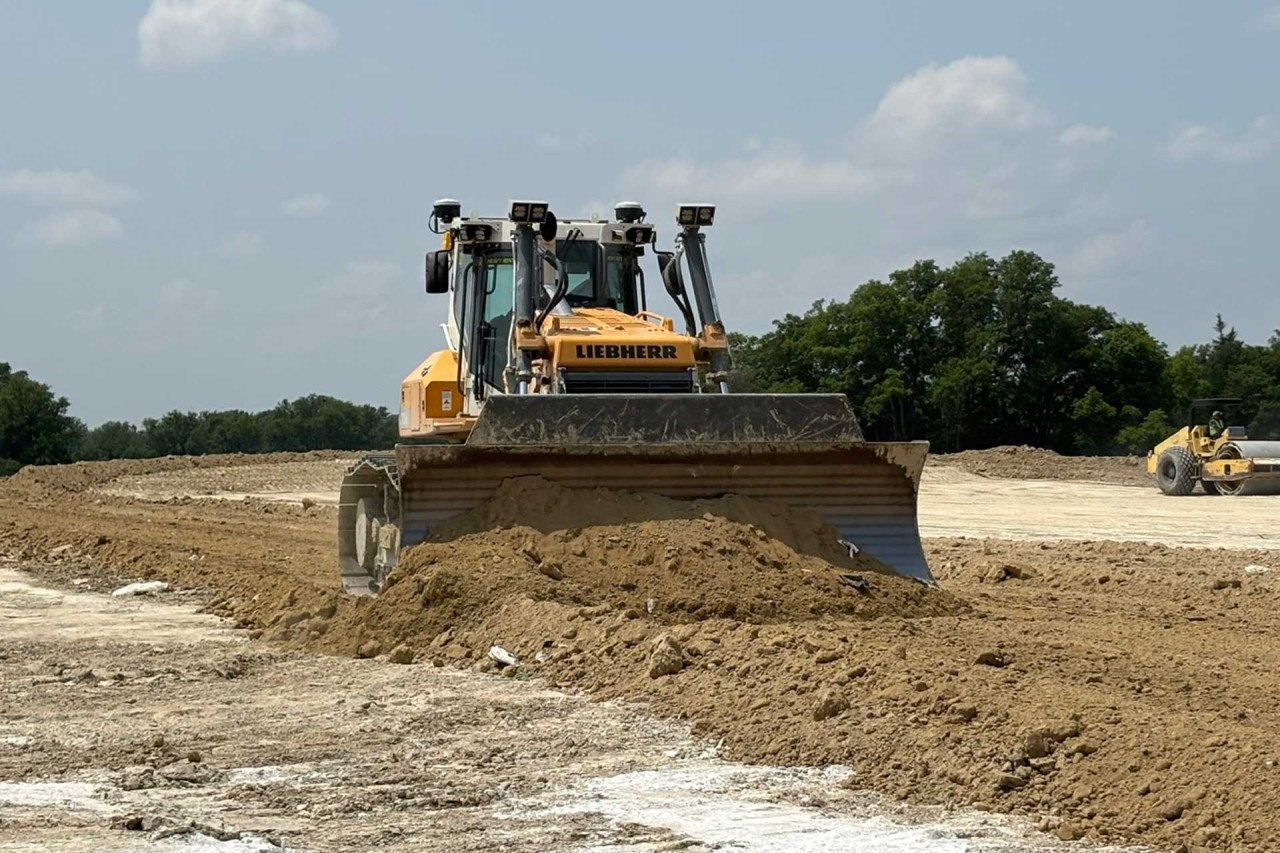 Liebherr USA crawler dozer grading the new logistics center in Tupelo, MS