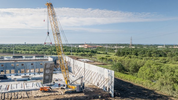 Aerial perspective of a large-scale construction project